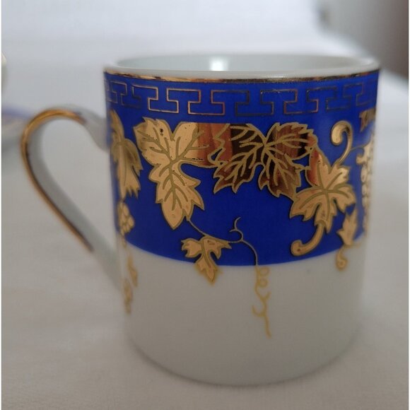 Arundel Demitasse Cups Saucers Blue Gold LOT of 6 porcelain Oriental - Picture 4 of 8